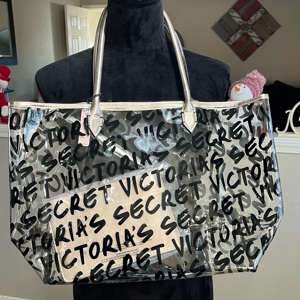 NEW WITH TAGS VICTORIA’S SECRET CLEAR BAG & CLUTCH